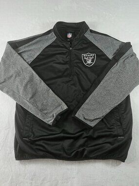 Las Vegas Raiders 1/4 Zip Pullover Mens Size XXL NFL Team Apparel Black Grey
